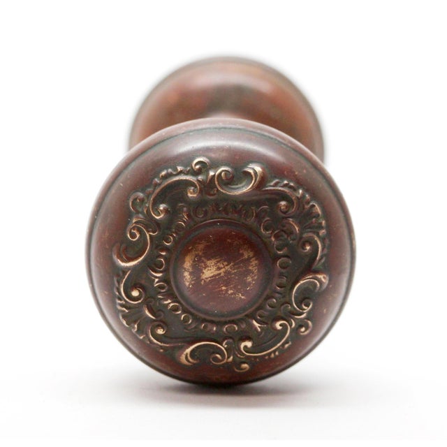 Antique Corbin Bronze Voltaire Entry Door Knobs For Sale - Image 4 of 5