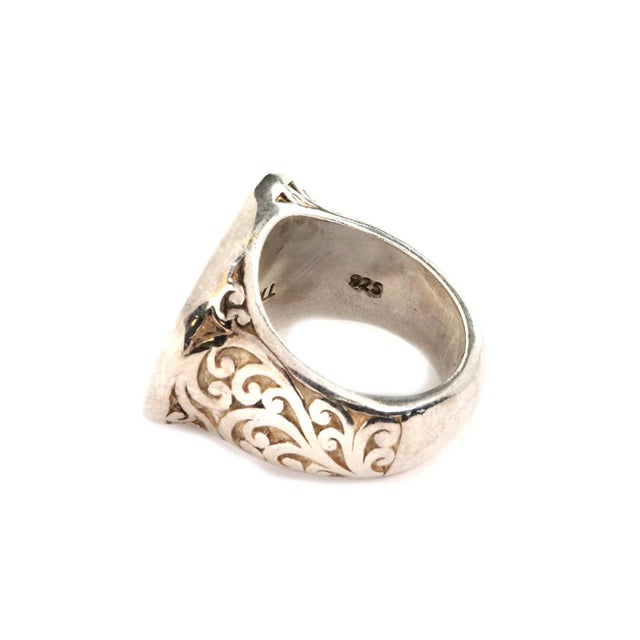 Late 20th Century Lois Hill Ring Sterling Silver Oval Top Scroll Design For Sale - Image 5 of 5