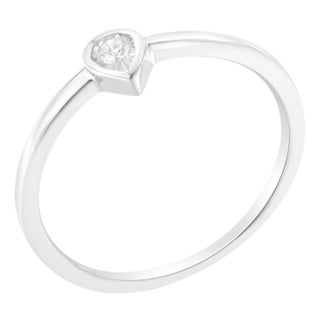 .925 Sterling Silver 1/20 Carat Diamond Teardrop Pear-Shaped Miracle Set Petite Fashion Promise Ring (J-K Color, I1-I2 Clarity) - Size 8 For Sale