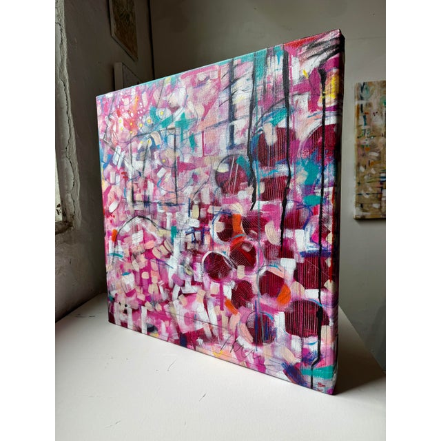 Pink "French Pink" Abstract Acrylic Painting by Paula DeStefanis For Sale - Image 8 of 12