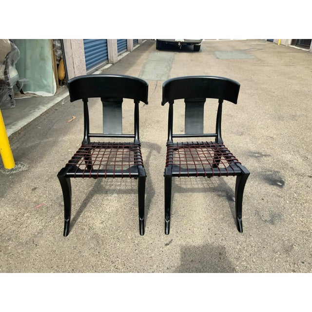 Vintage Klismos Black Dining Chairs - A Pair For Sale - Image 4 of 5