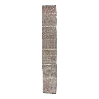 Vintage Zemmour Moroccan Kilim Rug, 03'10 X 23'01 For Sale