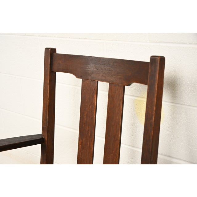 Wood Limbert Antique Mission Oak Arts & Crafts Rocking Chair, Circa 1910 For Sale - Image 7 of 13