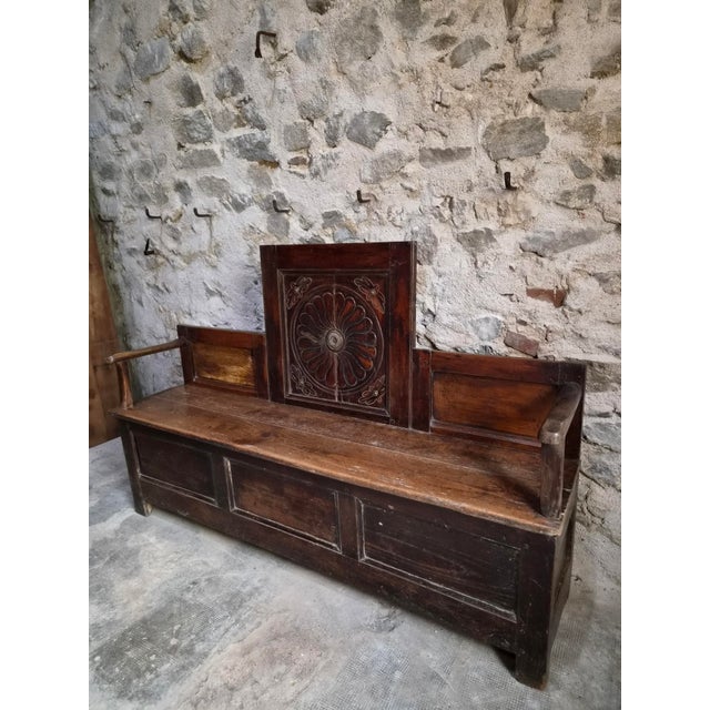 Antique French Folk Art Bench, 1800s For Sale - Image 4 of 18