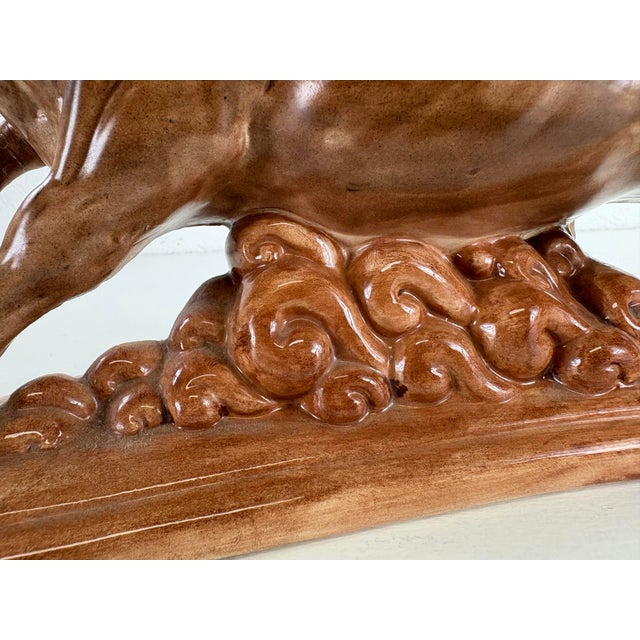 Mid-Century Vintage Ceramic Sculpture of a Bull For Sale - Image 4 of 11