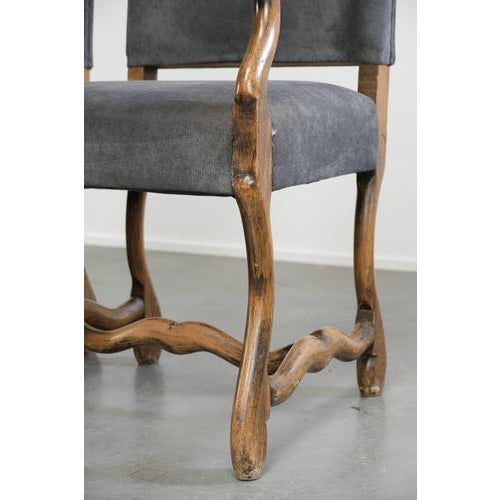 19th Century Dining Chairs with Fabric Seats and Armrests with Wood Carvings Os De Mouton, Set of 10 For Sale - Image 17 of 18