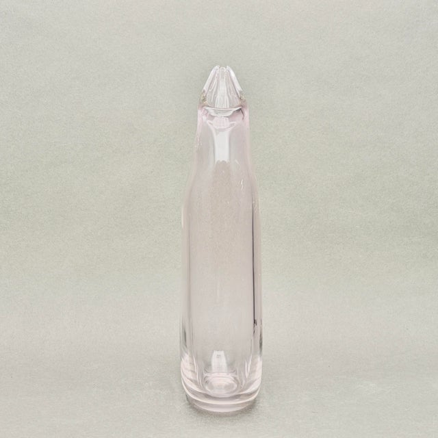 Mid-Century Modern Vintage Mid Century Modern Pale Amethyst Hand Blown Art Glass Vase With Sculptural Curved Neck For Sale - Image 3 of 8