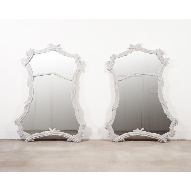 Pair of John Dickinson Style White Lacquered Faux Bois Mirrors For Sale In Sacramento - Image 6 of 18