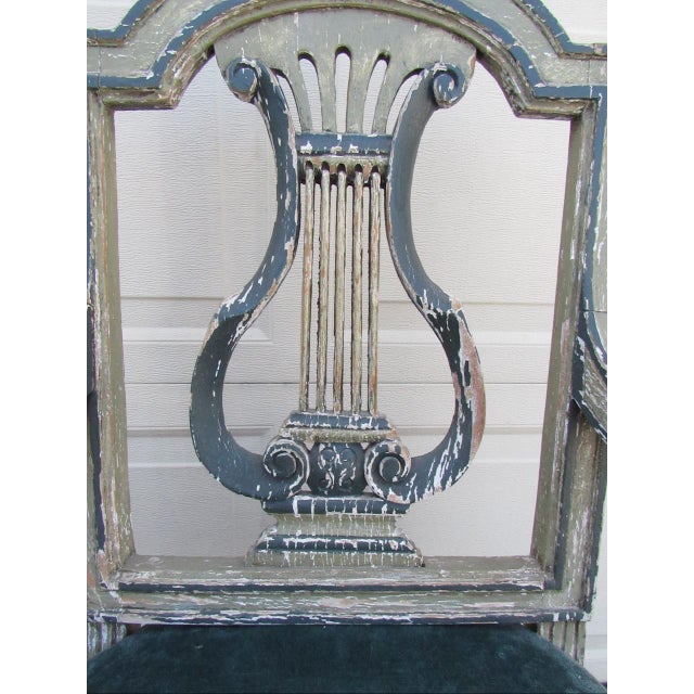 Pair of Antique French Crusty Painted Bergere Armchairs For Sale - Image 9 of 18