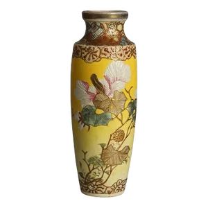 Antique Japanese Satsuma Meiji Floral & Gilt Decorated Porcelain Vase, Circa 1910