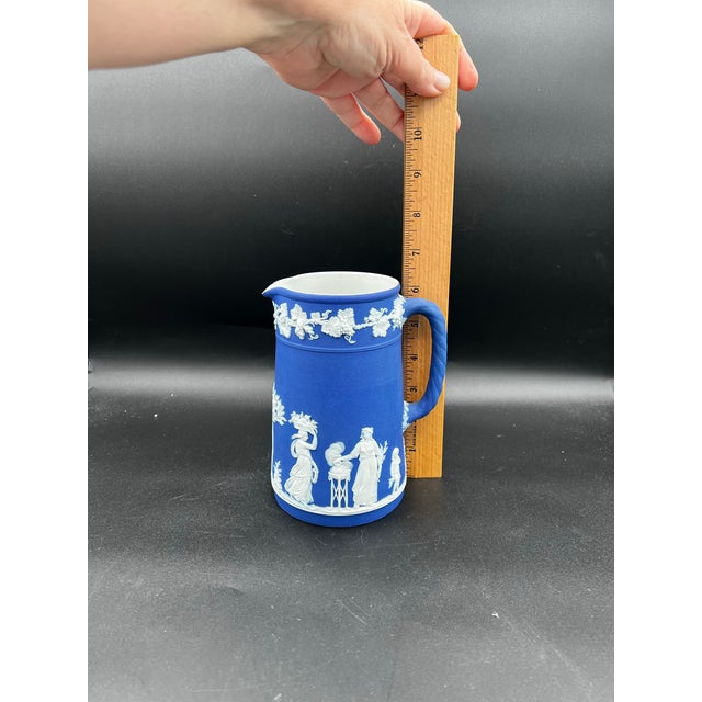 Antique Wedgwood Jasperware Dark Blue Jug Pitcher 1891-1908 For Sale - Image 12 of 12