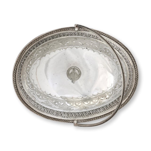 Antique Silverplate Basket With Heraldic Family Crest For Sale - Image 9 of 9