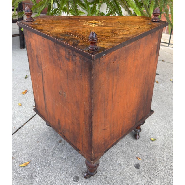 Mid 19th Century Antique Petite English Inlaid Walnut Corner Cabinet For Sale - Image 5 of 6