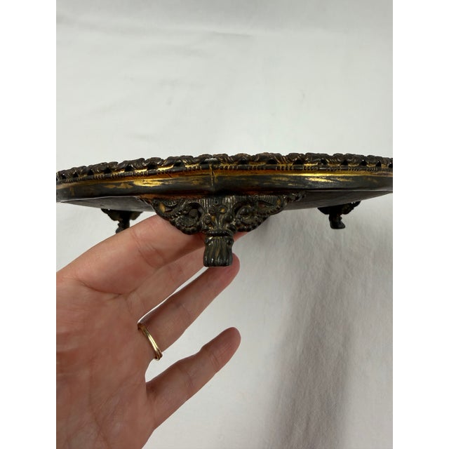 Art Nouveau Antique Beveled Mirror Plateau Late 19th Century With Ornate Feet For Sale - Image 3 of 6