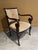 Late 20th Century Empire Revival Faiteuil Carved Mahogany & Brocade Armchair For Sale - Image 4 of 11