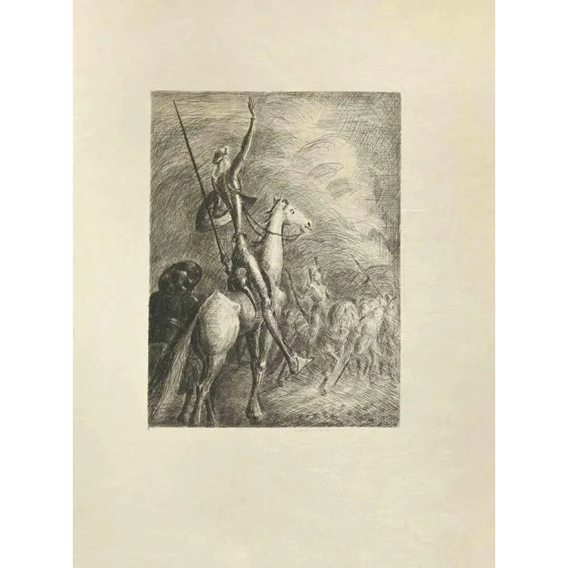 Don Quixote On Battle is an etching and drypoint print on ivory-colored Japanese paper, realized by Wladyslaw Jahl in...