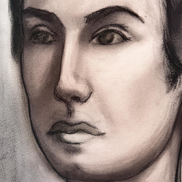 Mid 20th Century Donna Foreman Hopper Original Charcoal Portrait Illustration of a Woman With Short Hair For Sale In Oklahoma City - Image 6 of 9