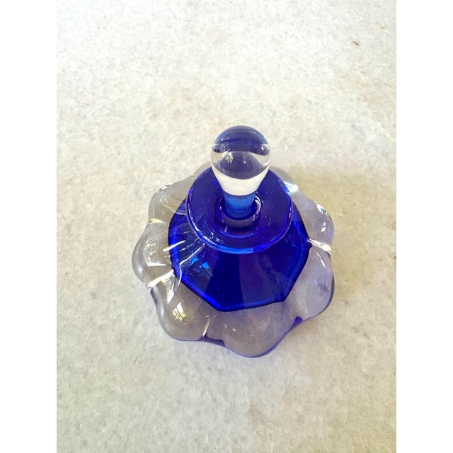 Gorgeous, modern cobalt blue Marano glass perfume bottle, signed by artist.