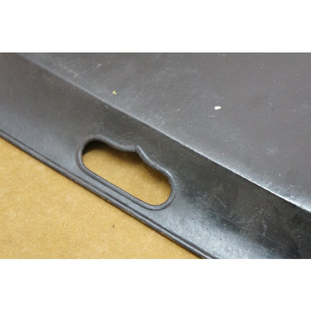 Antique Rectangular Painted Floral Toleware Tray Serving Platter With Handles For Sale - Image 6 of 12