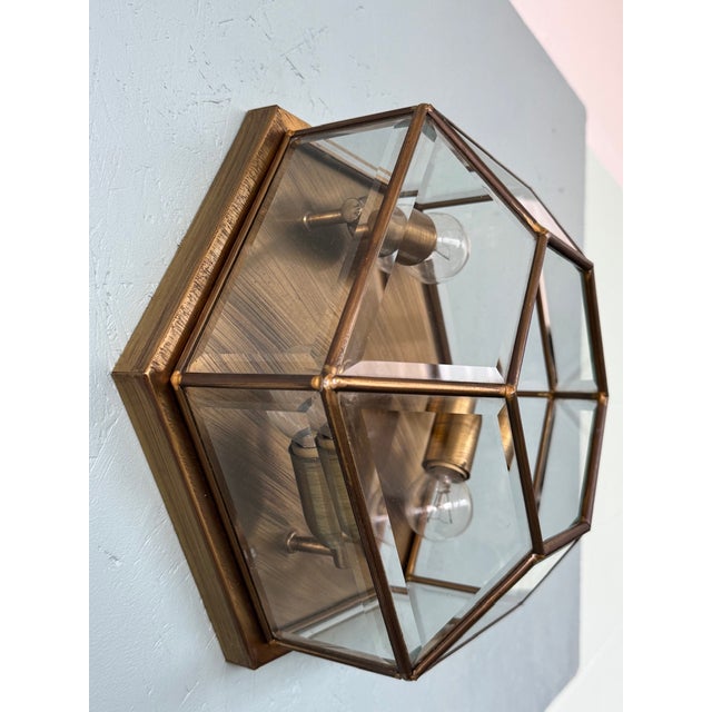 Vintage Italian Hexagonal Ceiling Lamp, 1950s For Sale - Image 4 of 11