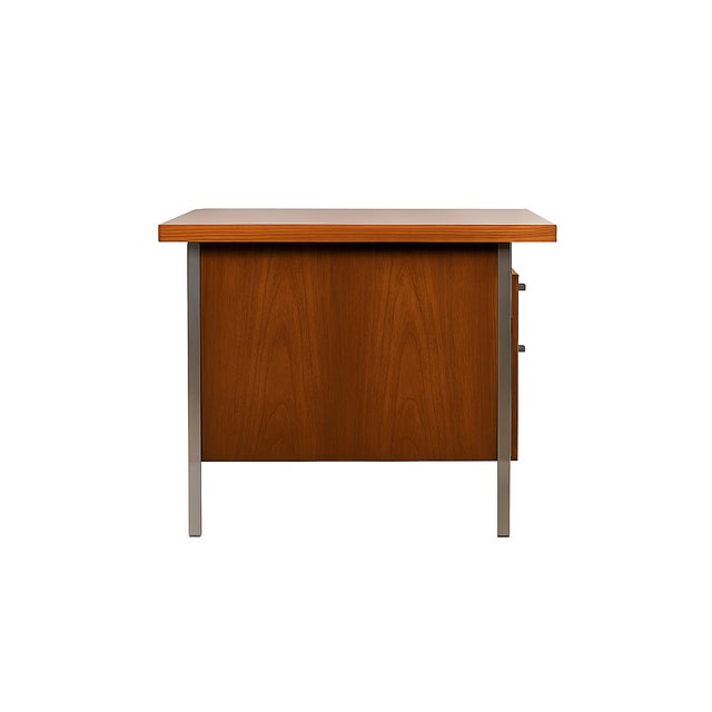 Beautiful solid wood desk with clean mid-century lines. 68” W × 36” D × 29” H Highlights: - Solid walnut wood (not...