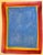Original oil painting on artist’s hand crafted paper by Satori Gregorakis. Central panel is cerulean blue with white...