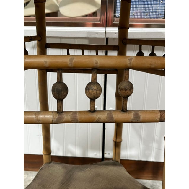 Antique Japanoise Bamboo Table With Leather Top For Sale - Image 13 of 14
