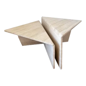 1970s Postmodern Sculptural Origami Travertine Coffee Table