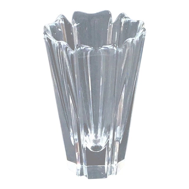 Orrefors Swedish Crystal Clear Fluted Vase Chairish