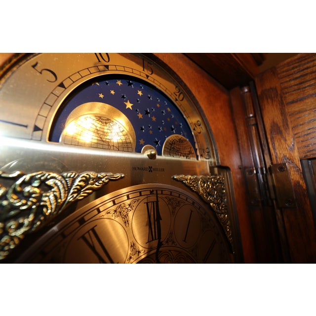Howard Miller 68th Anniversary Grandfather Clock – Windsor Cherry – Illuminated Moon Dial – Unused For Sale - Image 13 of 14