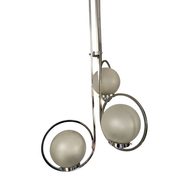 Art Deco Silver Ceiling Lamp with Three Sphere Shades For Sale
