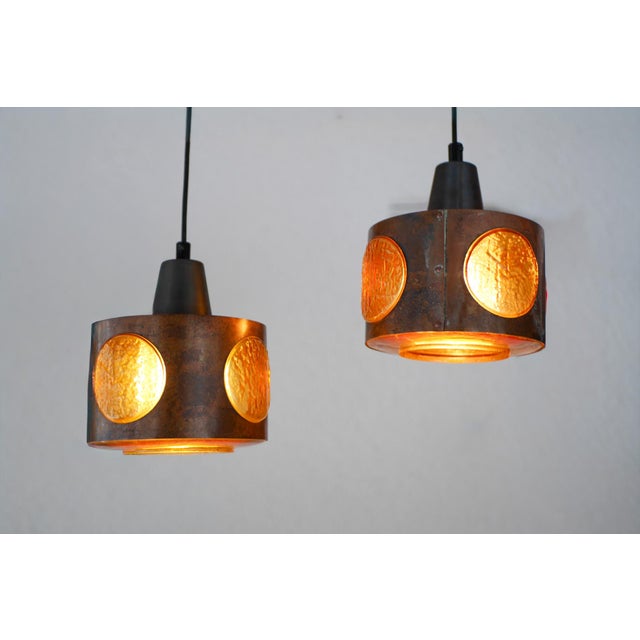Brutalist Copper and Glass Pendant Lamps by Nanny Still for Raak Amsterdam, 1960s, Set of 2 For Sale - Image 5 of 15