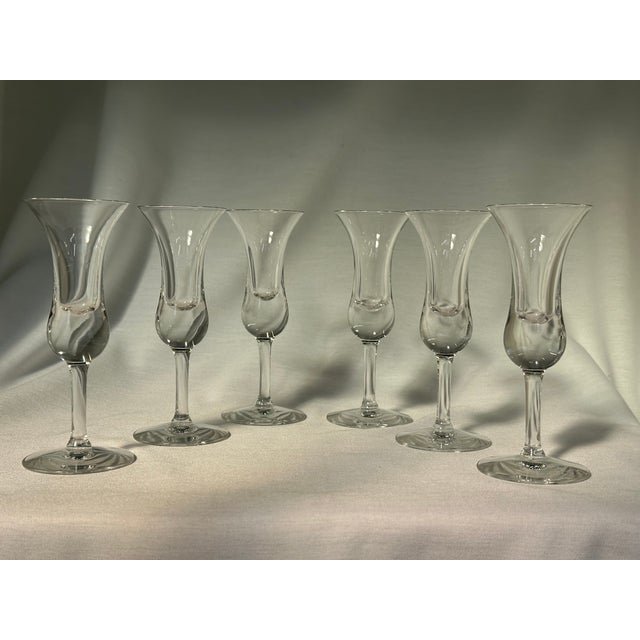 1950s MidCentury Holmegaard Danish Tulip Shaped Blown Glass Aperitifs Cordial Glasses Set of 6