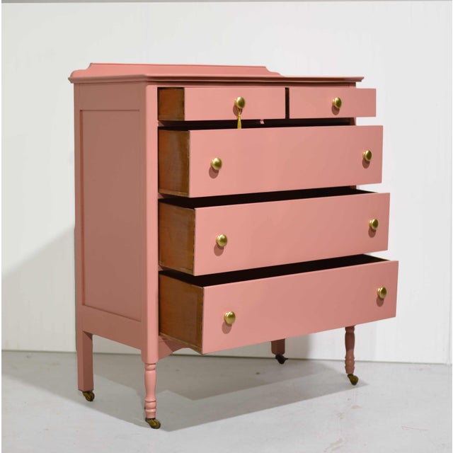 Mid 20th Century Mid Century French Country Style Dresser in Pink - Newly Painted For Sale - Image 5 of 12