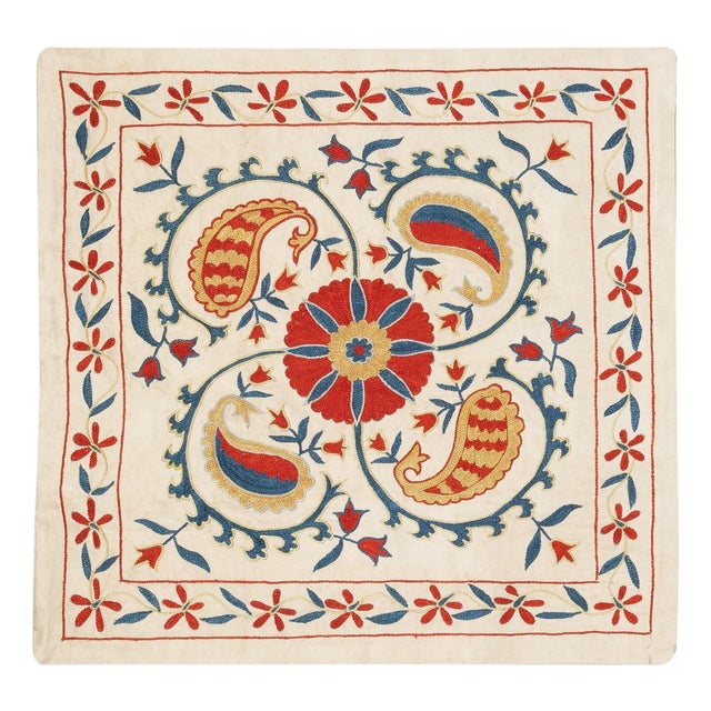 20"x20" All Silk Cushion Cover. Traditional Lace Pillow. Embroidered Toss Pillow For Sale