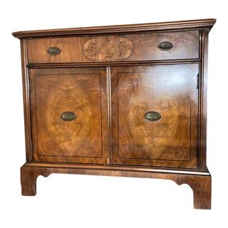 Limbert Signed Antique Georgian Style Walnut and Burlwood Bar Cabinet - Early 20th Century For Sale
