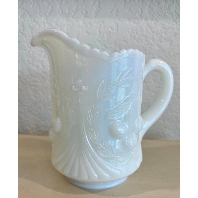 Mid 20th Century Mid 20th-Century Wreathed Cherry Milk Glass Creamer by l.g. Wright Glass For Sale - Image 5 of 13