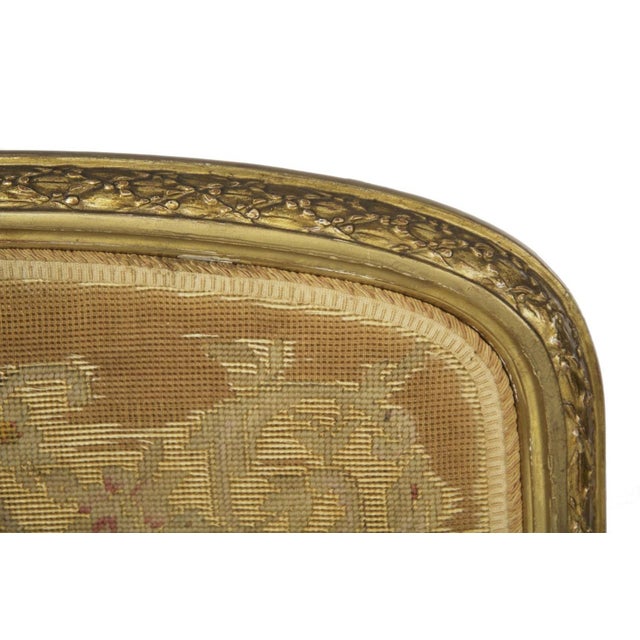 French Louis XVI Style Carved Giltwood Fire Screen C. 1900 For Sale - Image 6 of 17