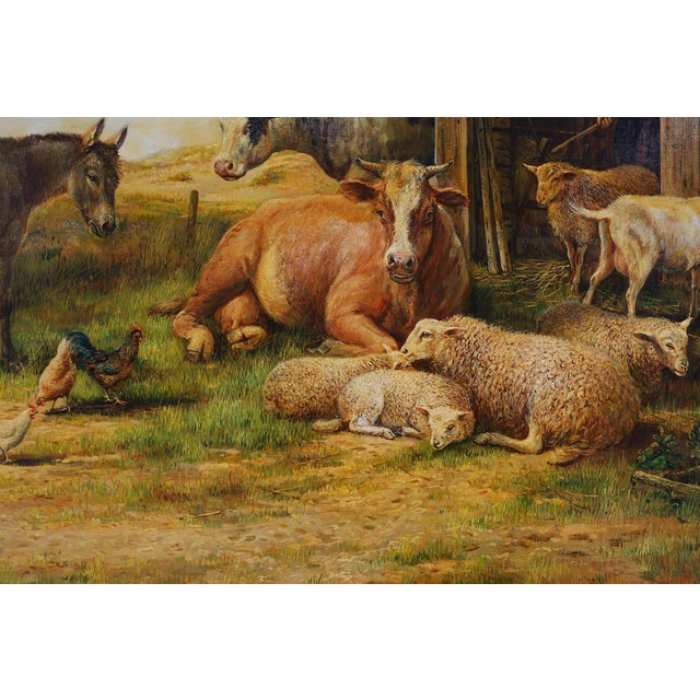 Belgian Artist, Farm Scene, 20th Century, Large Oil on Canvas, Framed For Sale - Image 7 of 12