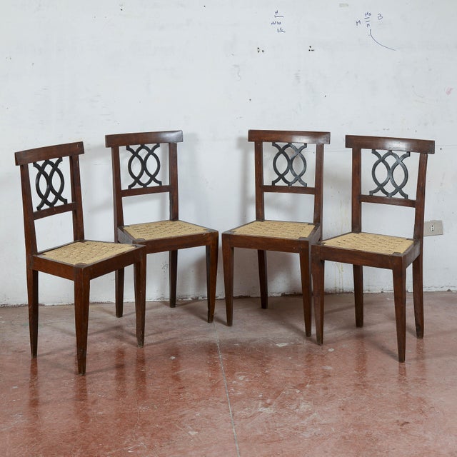 18th Century Style Chairs with Raffia Seats, Set of 4 For Sale - Image 4 of 9