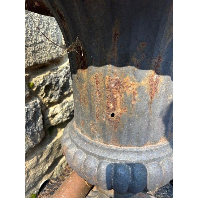 English Late 20th Century Large Cast Iron Urns - Set of 2 For Sale - Image 3 of 5