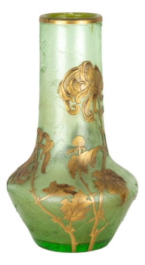 Art Nouveau Green Glass Vase by Mont Joye, France, 1890s