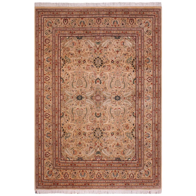Taupe Art Nouveau 1990's Pak-Persian Beige Wool Rug - 9'0'' X 11'11'' For Sale - Image 8 of 9