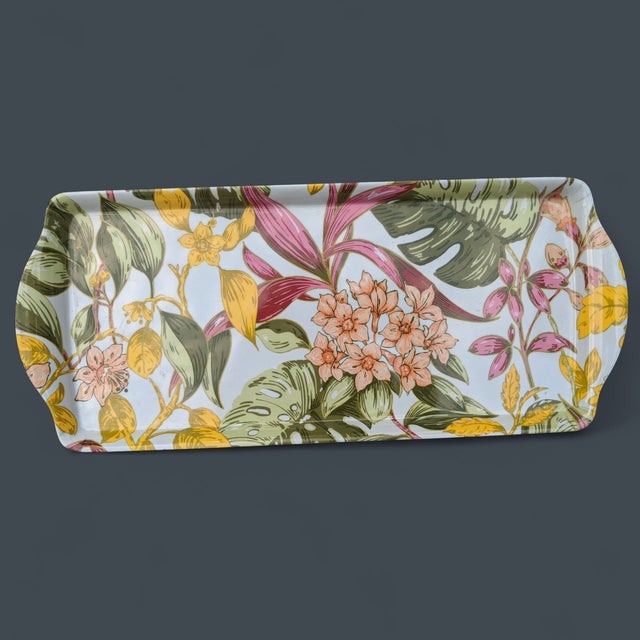 Gucci Inspired Floral and Palm Tree Leaf Melamine Tray with Handles Use for Serving Purposes OR use as a Catchall Tray on...