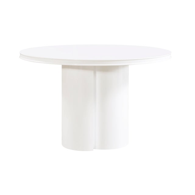 White Elora White Lacquer Round Dining Table For Sale - Image 8 of 8