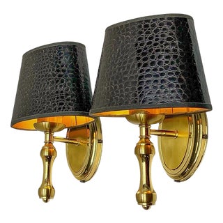Regency Wall Lamps in Gold Brass from Herda, 1970s, Set of 2 For Sale