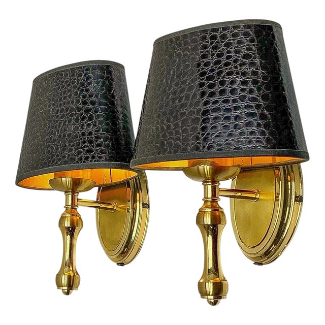Regency Wall Lamps in Gold Brass from Herda, 1970s, Set of 2 For Sale
