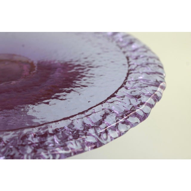 1990s Fire & Light Neodymium Lavender Glass Cake Plate, Signed For Sale In Dallas - Image 6 of 14