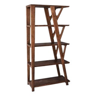 Lyira Brown Wooden Etagere by Loomlan For Sale