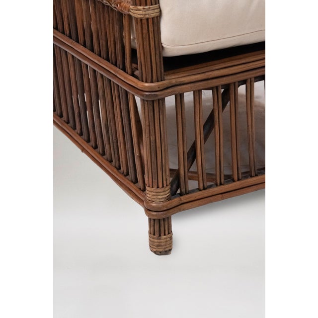 Art Deco Vintage Pair of Palecek Stick Rattan State President's Chairs For Sale - Image 3 of 5